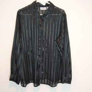 Jaclyn Smith Sheer Black Button Shirt Size 1X